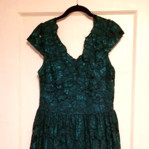 Betsey Johnson emerald lace skater dress